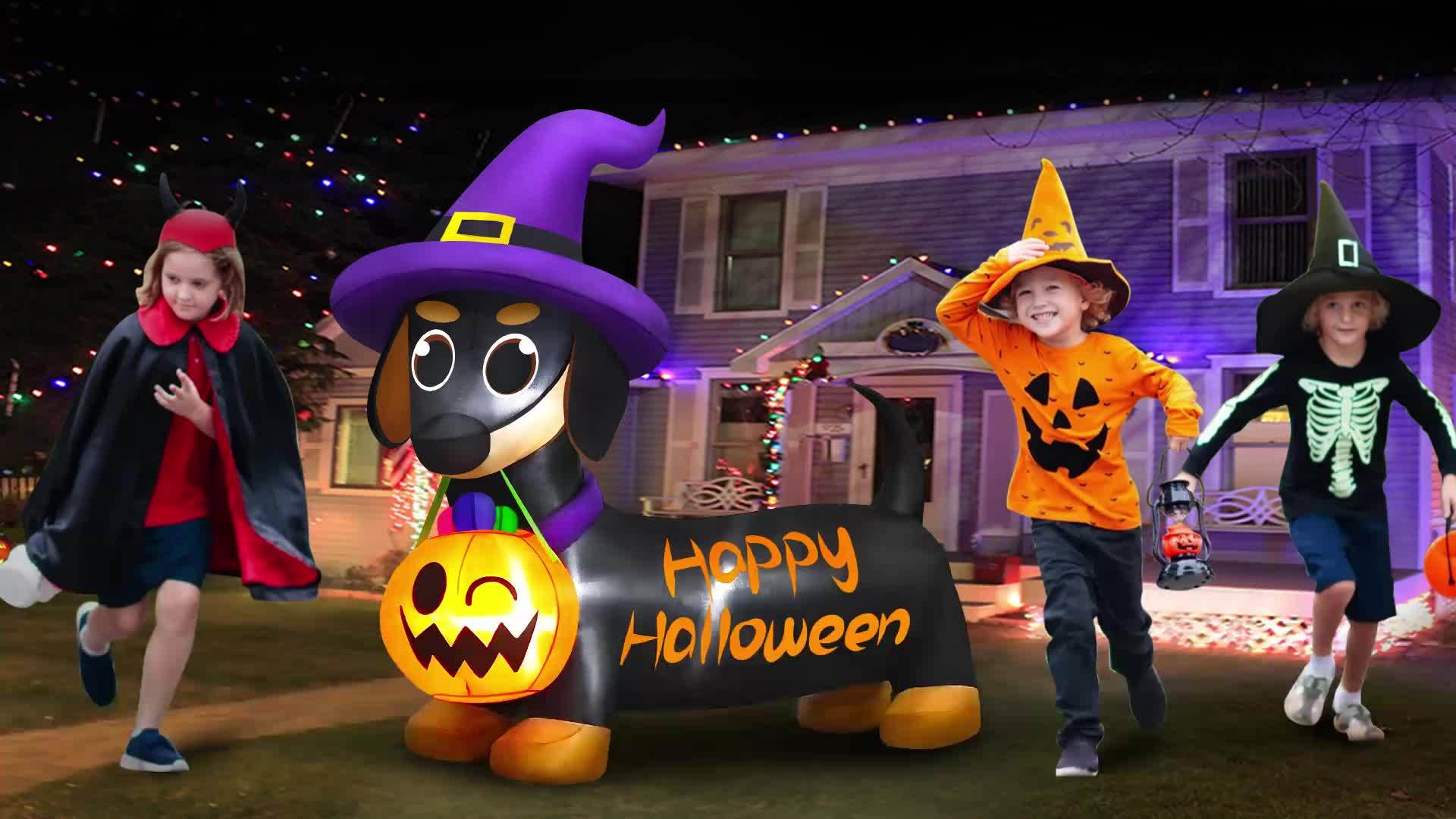 🎃 Howl-o-Ween Glow Pup – Dachshund Inflatable with Lights