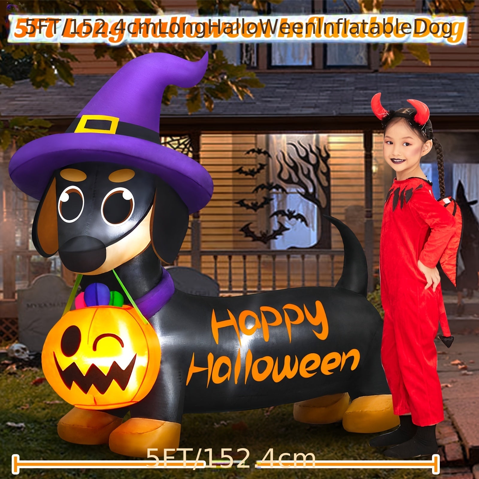 🎃 Howl-o-Ween Glow Pup – Dachshund Inflatable with Lights