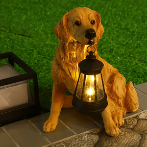 Sun-Kissed Guardian Retriever – Solar Lantern Statue