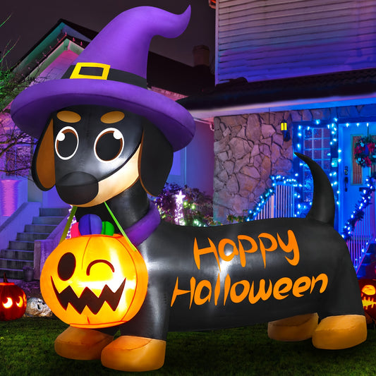 🎃 Howl-o-Ween Glow Pup – Dachshund Inflatable with Lights