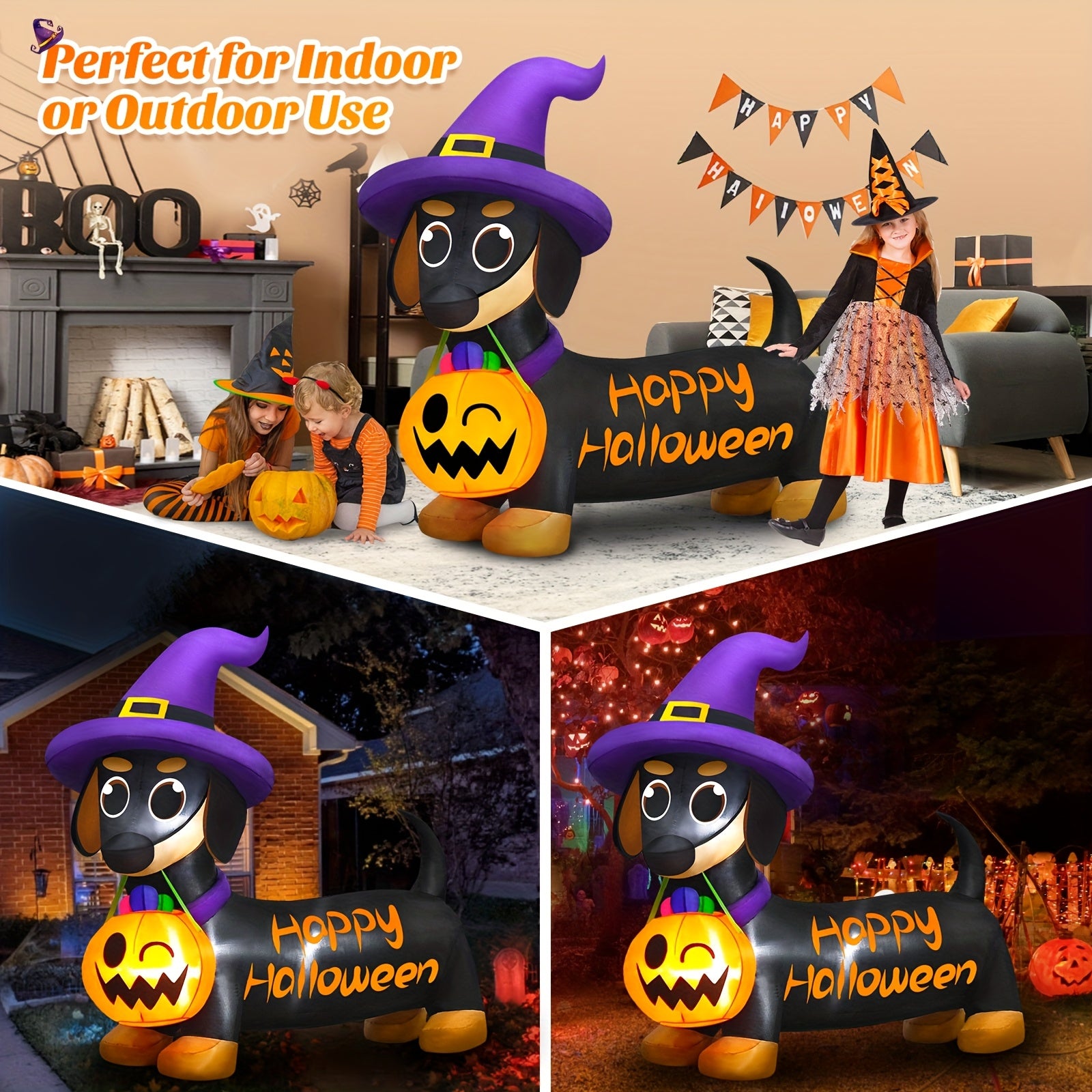 🎃 Howl-o-Ween Glow Pup – Dachshund Inflatable with Lights