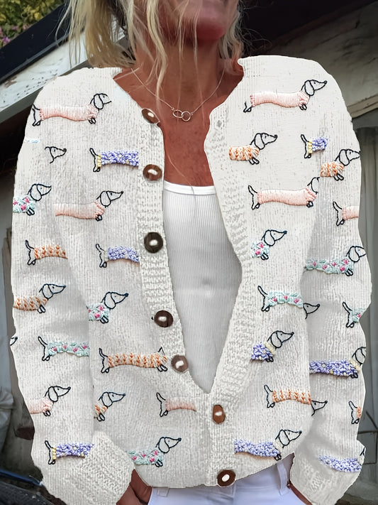 Comfy Canine Cardigan – Dachshund Embroidery Edition