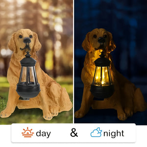 Sun-Kissed Guardian Retriever – Solar Lantern Statue